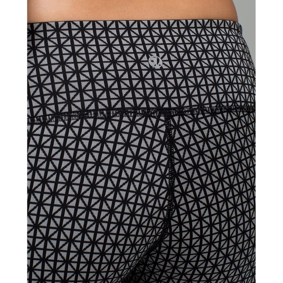 LULULEMON Wunder Under Pant Full-On Luon Tri Geo Silver Spoon Black Size 10 RARE - Picture 9 of 14